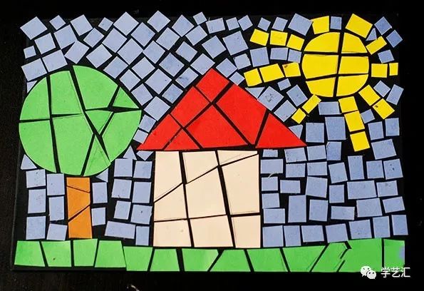 瓷砖拼贴马赛克效果图片大全,卡纸马赛克拼贴梵高向日葵画教程