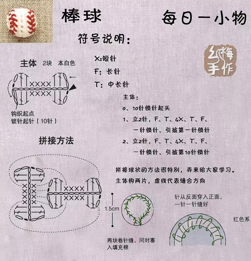 羽毛球钩针教程图解,钩针橄榄球教程