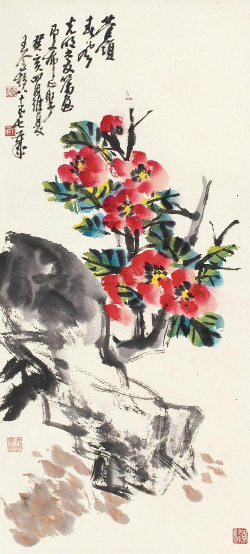 名家山茶花写意画,名家写意茶花