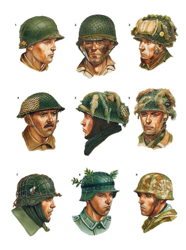 二战德军迷彩士兵单兵装备,二战德军迷彩服配大檐帽