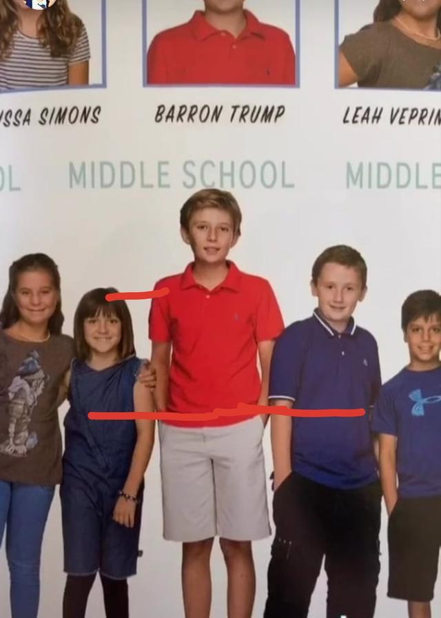 特朗普小儿子与足球明星,特朗普和球员身高对比