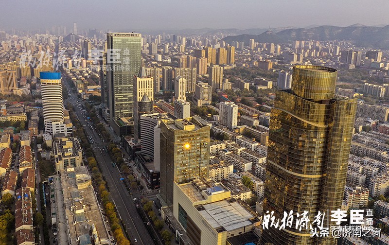 航拍泺源大街,济南市历下区航拍街区