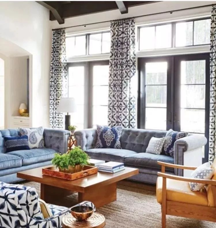 别墅客厅窗帘最新款式效果图,2020别墅窗帘