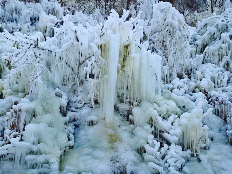 九如山冰瀑打卡,济南九如山绝美冰瀑美图