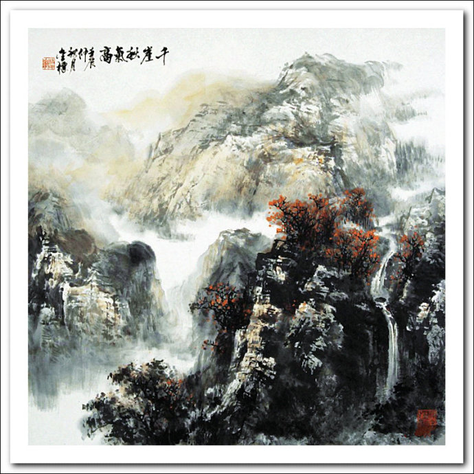 溪山山水画作品,郭金标高清山水画