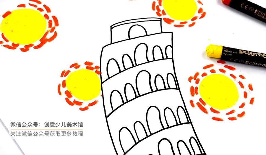 比萨斜塔立体画简单又好,意大利比萨斜塔儿童画