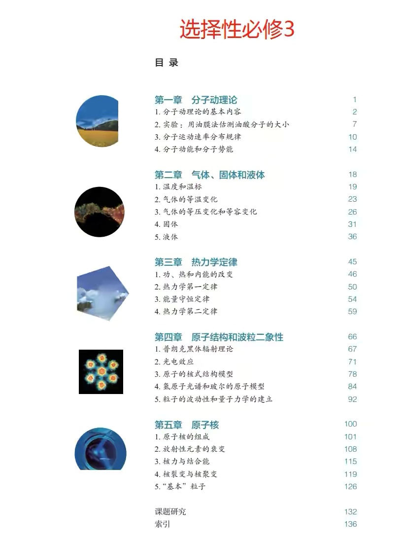 人教版高中物理必修目录,高中物理选修全套目录