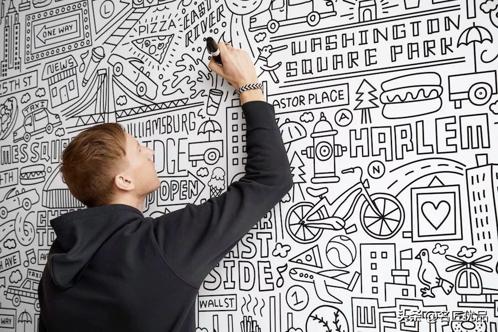 墙壁简单又好看的墙绘,手绘高级感墙面