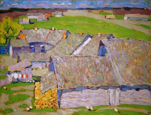 油画色彩风景,简单的风景画作