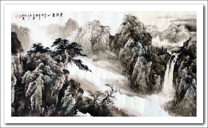 溪山山水画作品,郭金标高清山水画