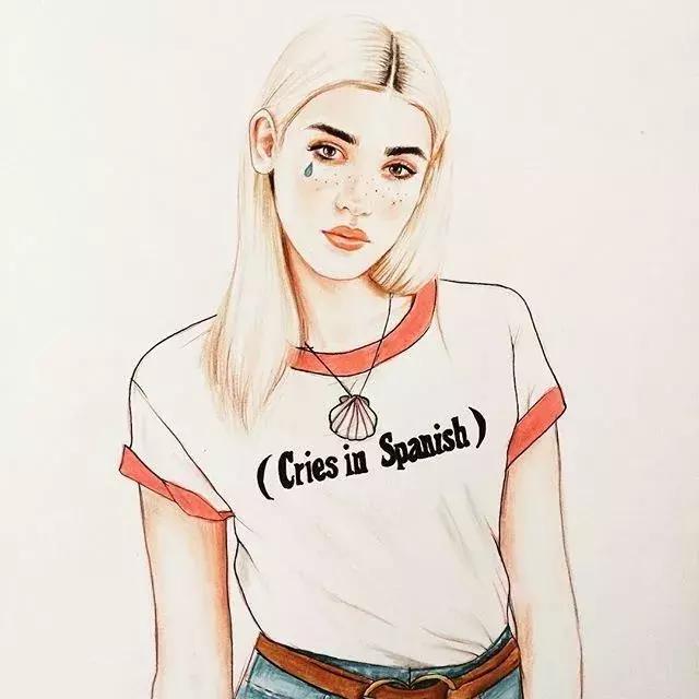 淡淡的彩铅插画，好迷人、性感