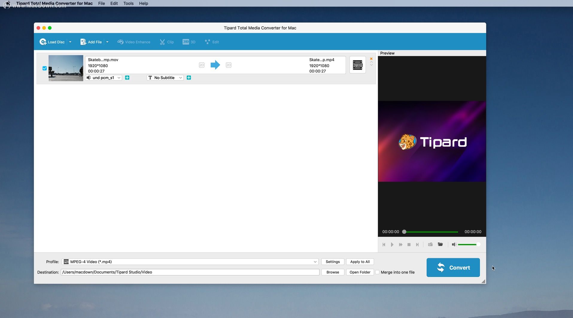 TipardTotalMediaConverterforMac,全媒体格式转换器