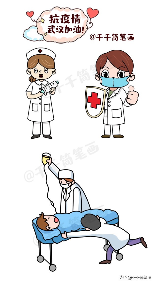 简笔画冠状病毒儿童画,抗击新型冠状病毒手绘画儿童黑白
