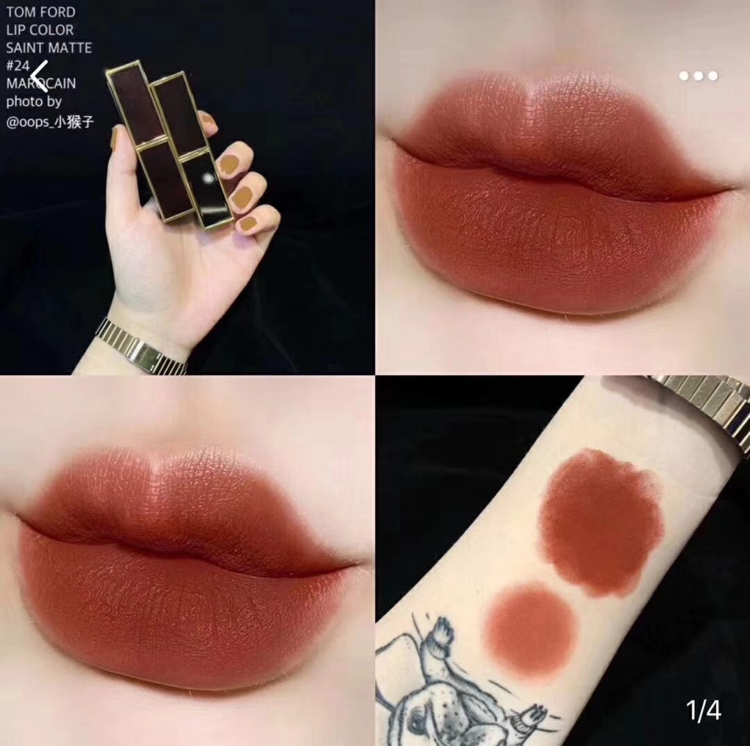 tf黑管100口红真实试色,tf红管16落樱甜情口红试色