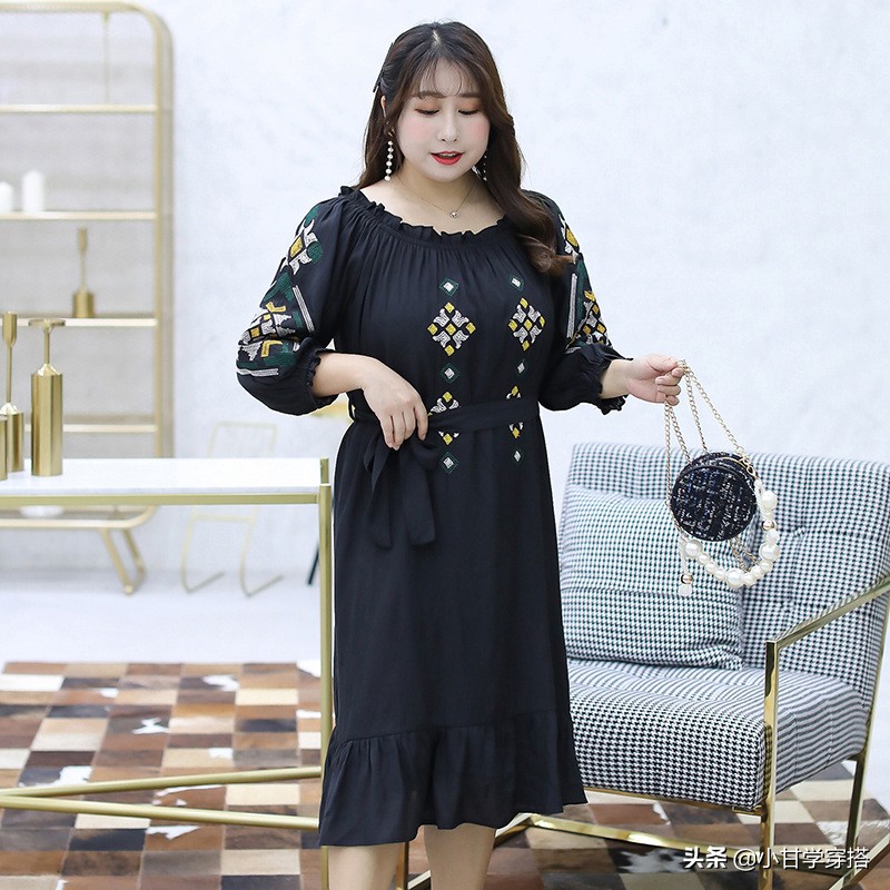 加大加肥香云纱高端连衣裙,加肥加大码宽松连衣裙