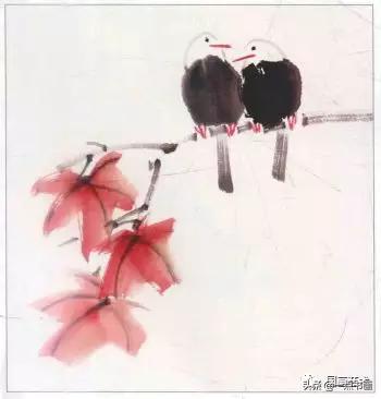 几组写意花鸟创作示范图解,国画小品写意花鸟图片欣赏