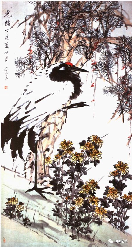 松鹤延年比较有名的图画,写意松鹤图看一下