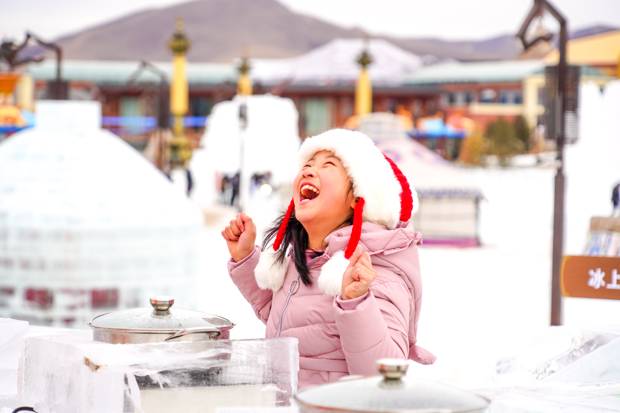 美也声声马鸣，冰雪晶莹！壮哉辽阔草原，新岁康安