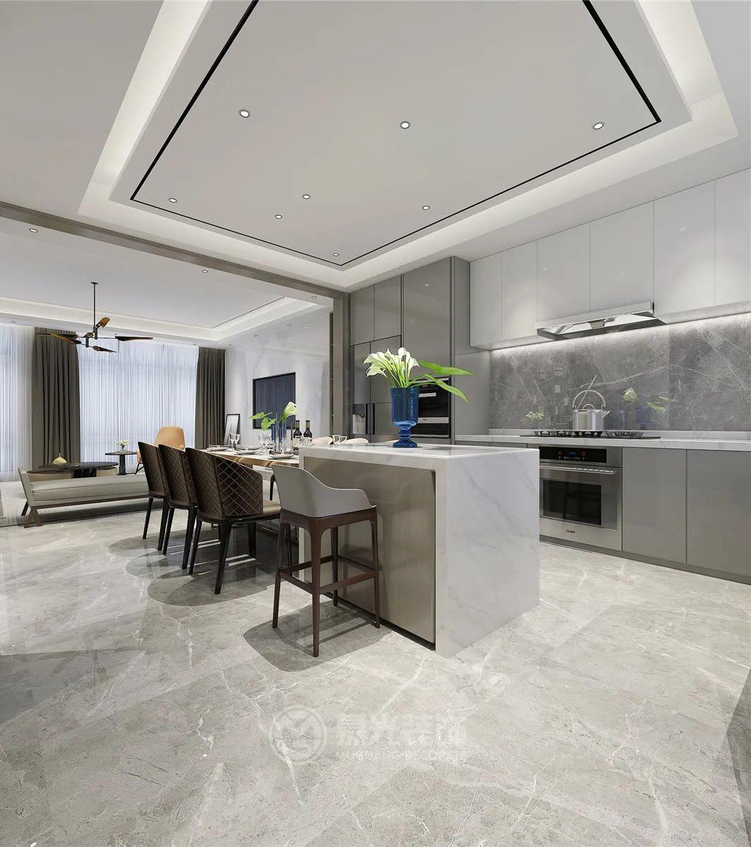 昆明叠春苑现代轻奢装修,滇池俊府126平装修效果图