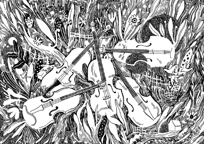 插画手绘房子黑白,手绘黑白插画作品