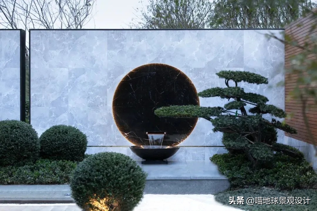 景墙圆形造型价格,简洁欧式庭院景观墙设计