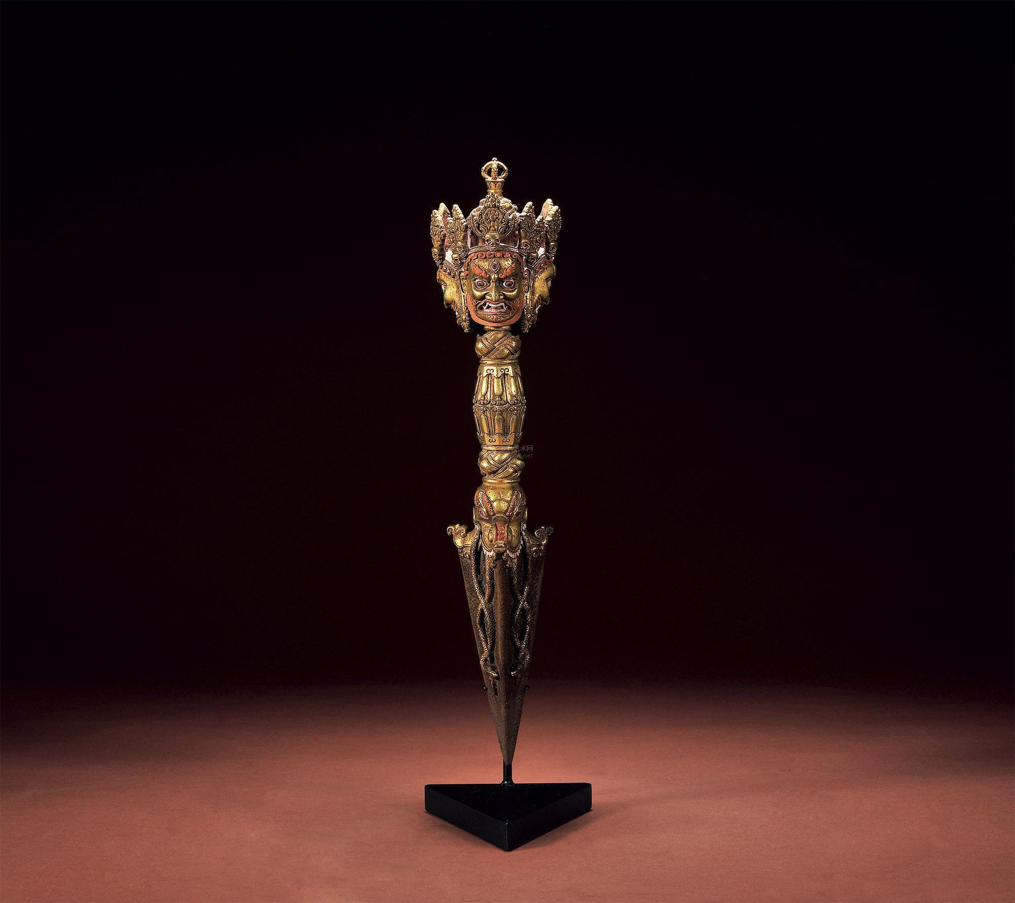 18世纪铜鎏金金刚杵,金刚橛钺刀