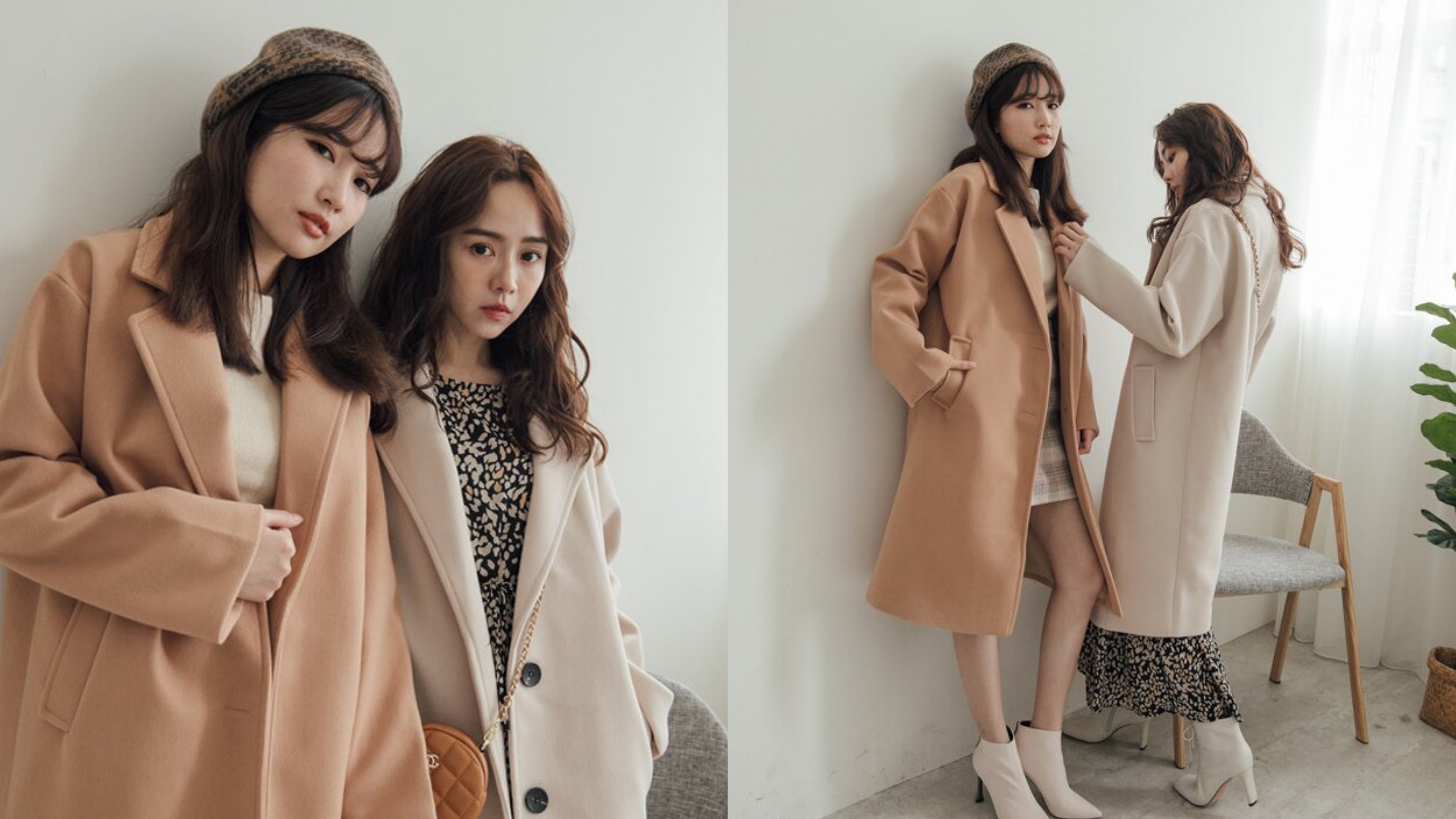 冬季毛呢大衣推荐显瘦,冬日撞色中长款大衣