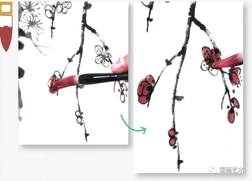 怎样画梅竹松树图片,儿童国画梅花入门画法步骤