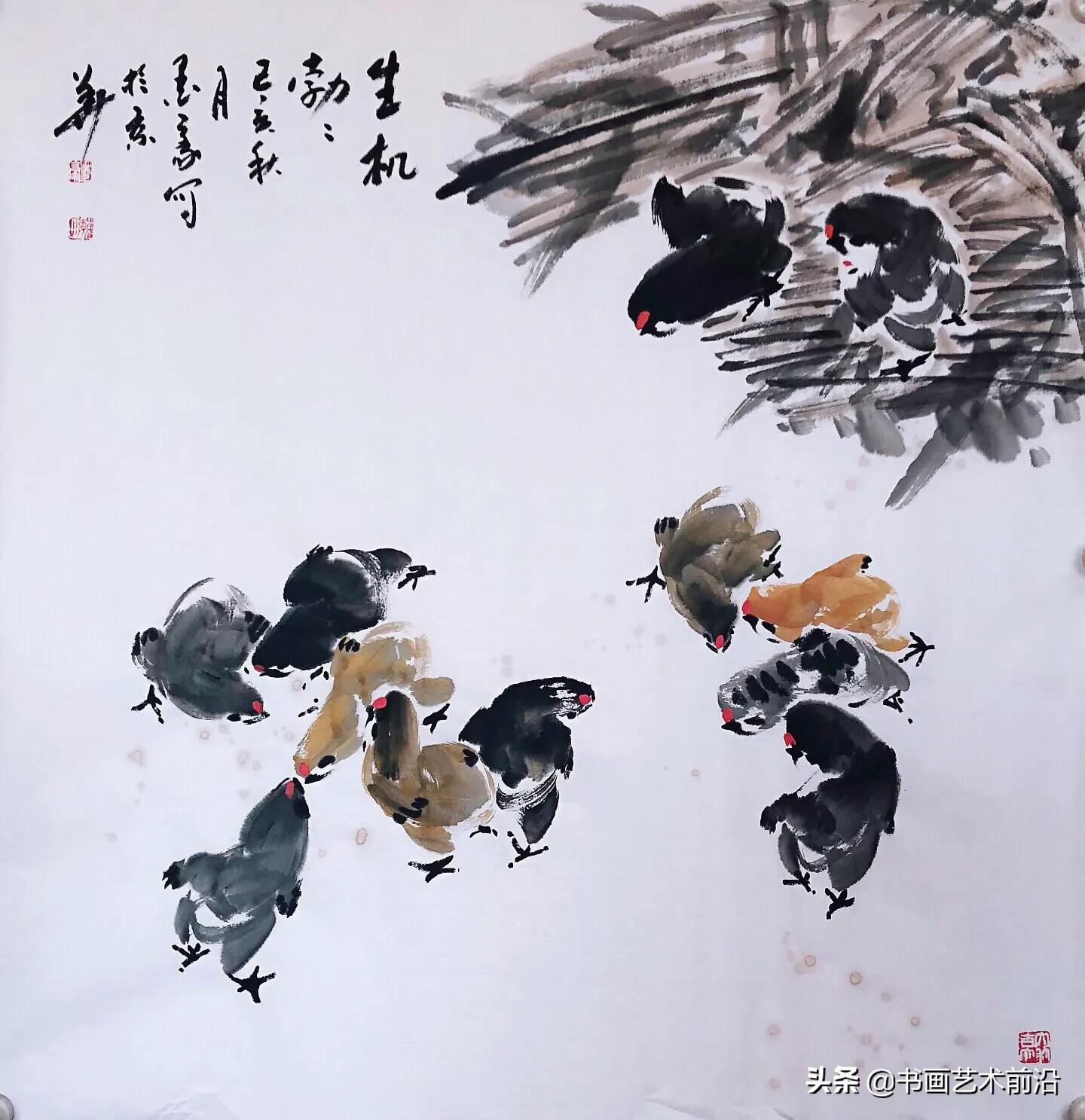小鸡写意画作品欣赏,墨豪画鸡创意作品