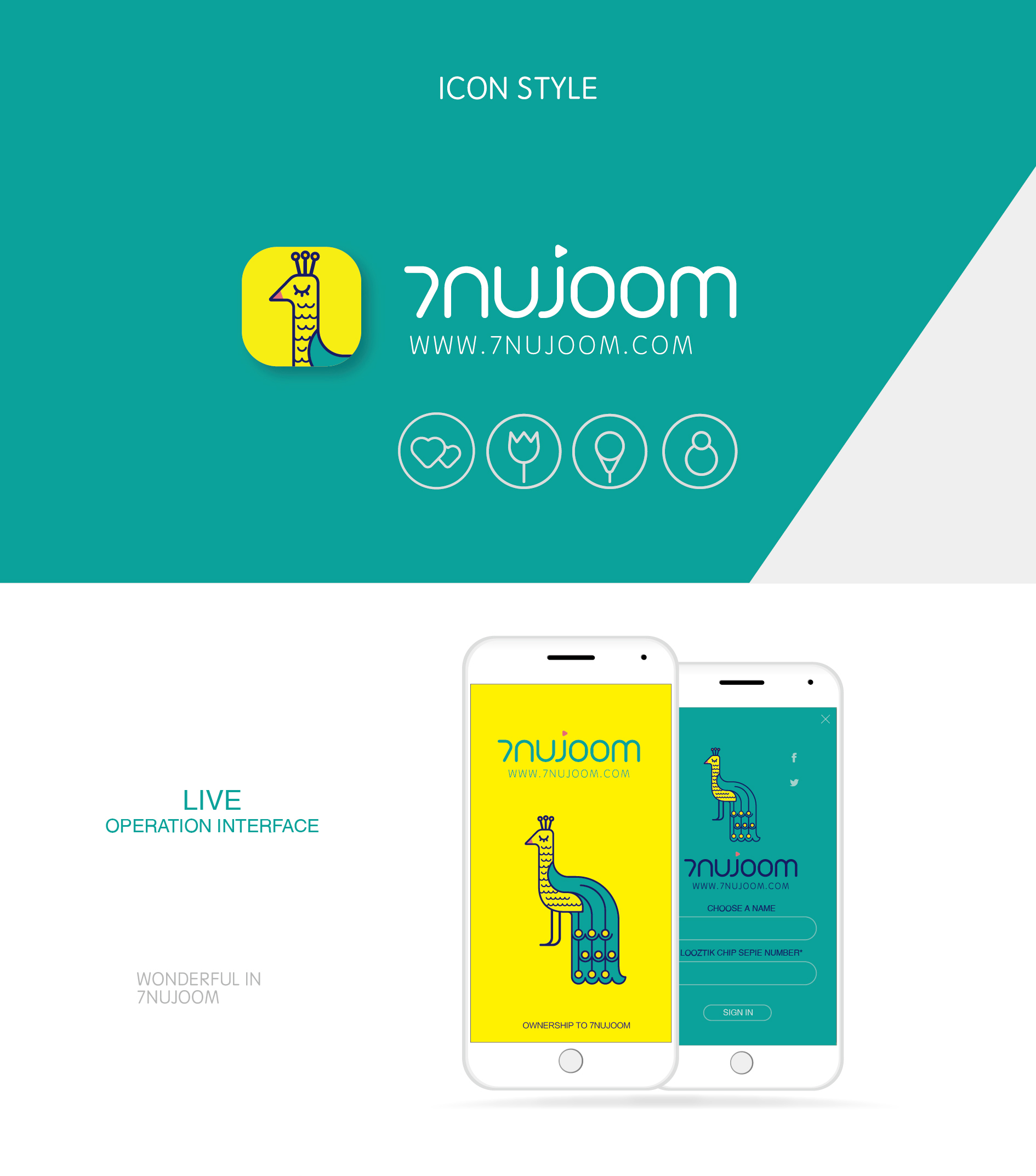 早山作品｜7NU­JOOM直播APP品牌/​logo设计