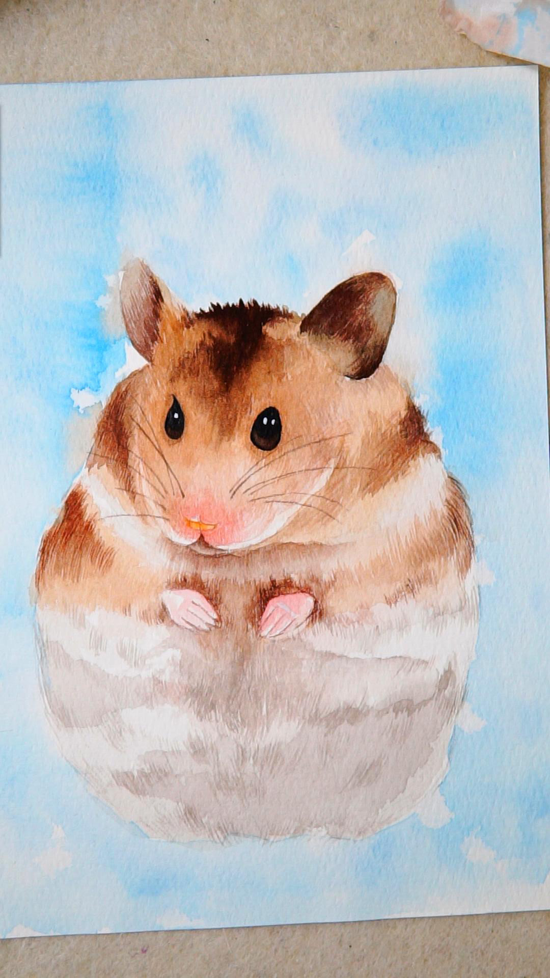 怎么用水彩笔画一个仓鼠视频,可爱的画画教程小动物