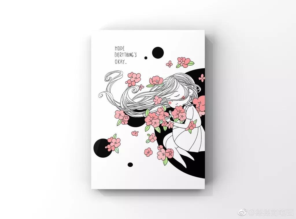 简单清新花卉的简笔画图片大全,唐老鸭简笔画可爱清新小女孩