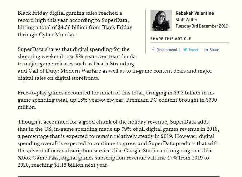 2023年一月游戏新闻,2019年12月3号新闻