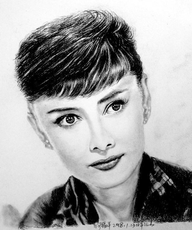 碳铅素描,明星彩铅素描画像图片