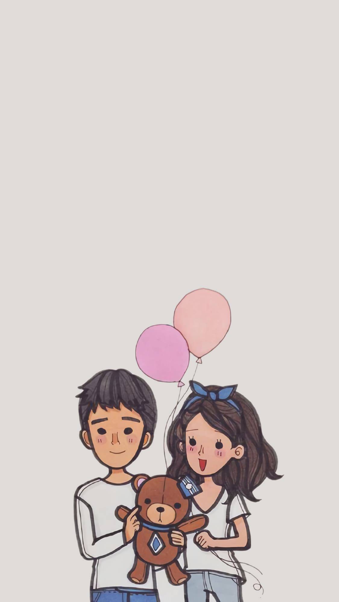 情侣生活插画手机壁纸,手绘情侣壁纸有爱