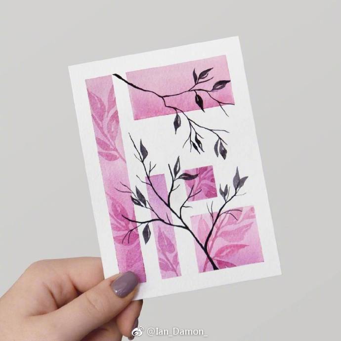 植物水彩配色大全,玫瑰花水彩色卡大花