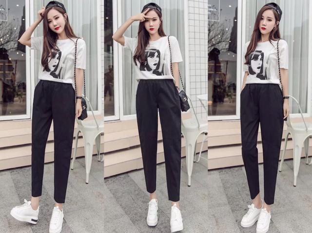 黑色高腰牛仔哈伦裤百搭经典,黑色哈伦裤女款显瘦型