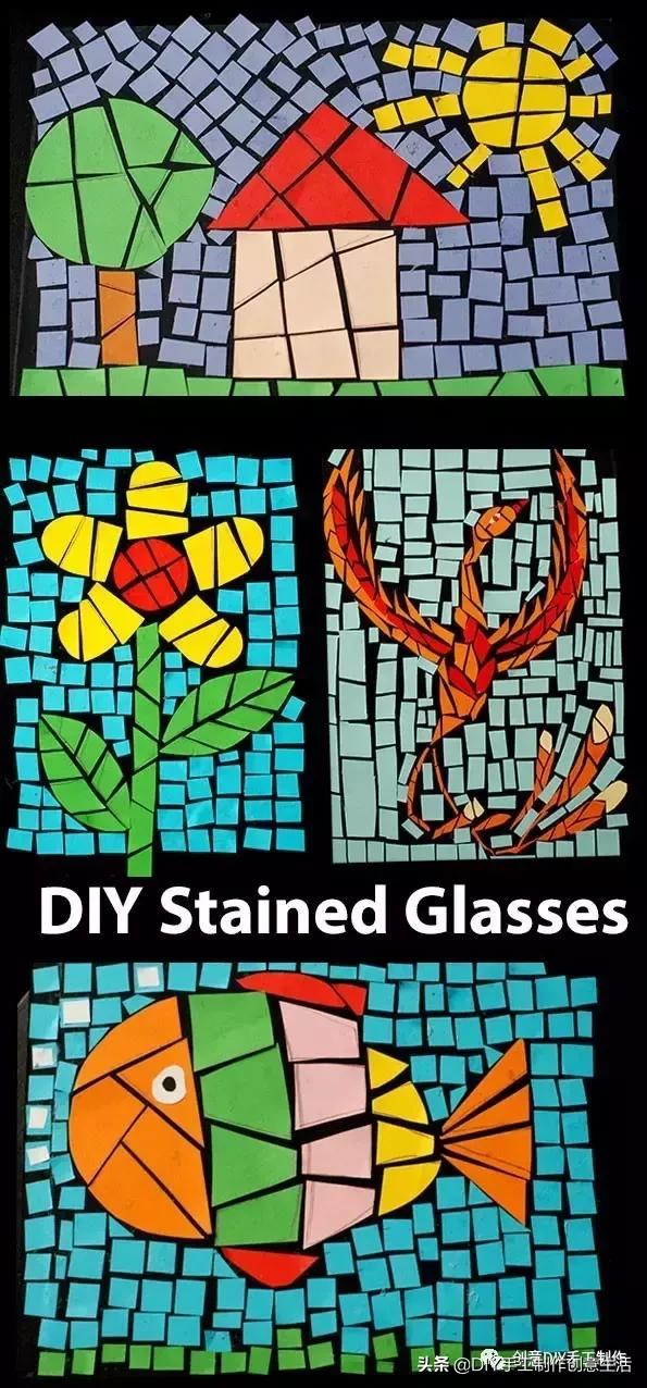 用圆纸片手工制作圣诞贴画,幼儿园大班碎纸片大树贴画