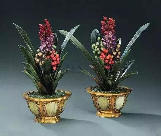 故宫里的玉石盆景,故宫景泰蓝盆景欣赏