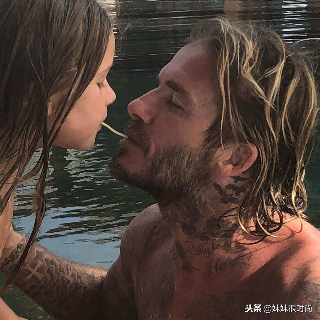 贝克汉姆亲小七,贝克汉姆与小七亲吻