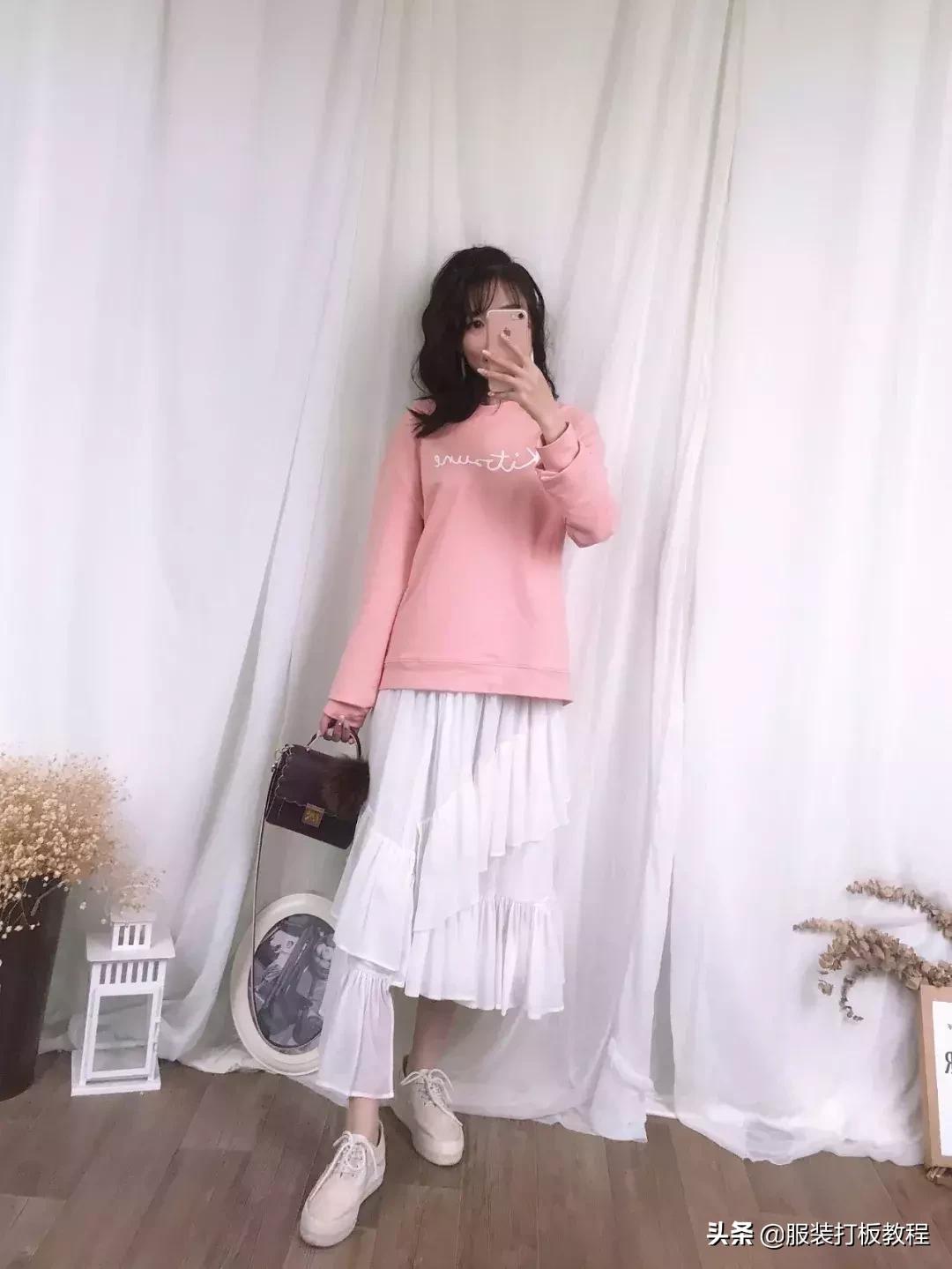 不规则半身荷叶边裙结构制图,不规则半身荷叶裙怎么搭配