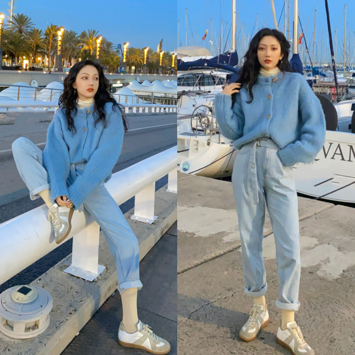 买针织衫选什么面料,焦糖色针织衫显肤色白