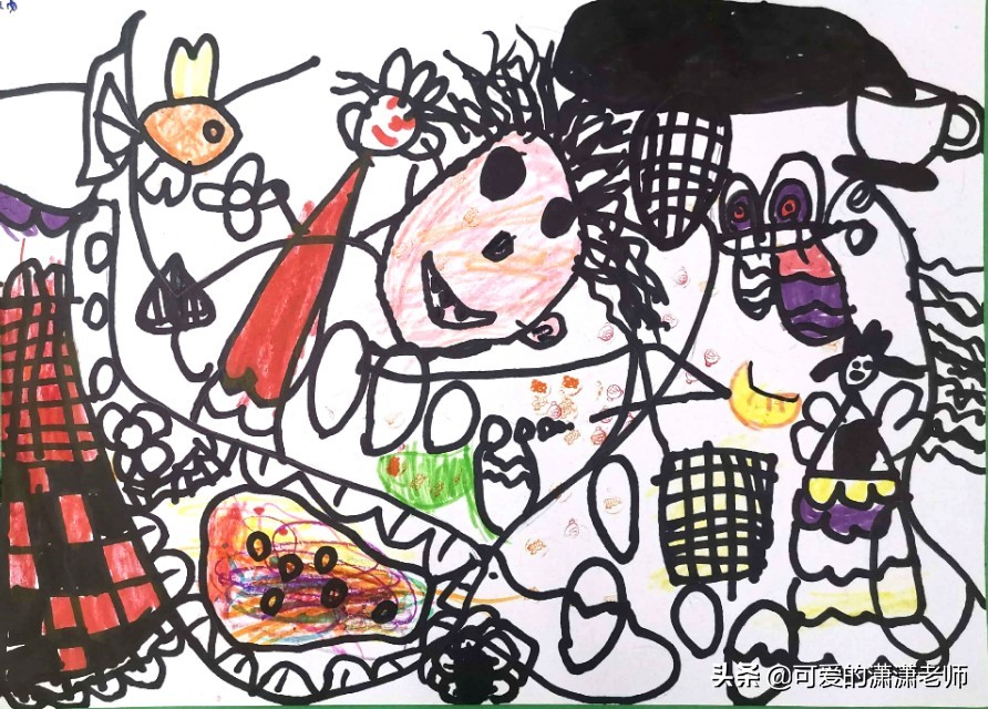 各种各样的线条图案大班,神奇的线条美术大班作品图片