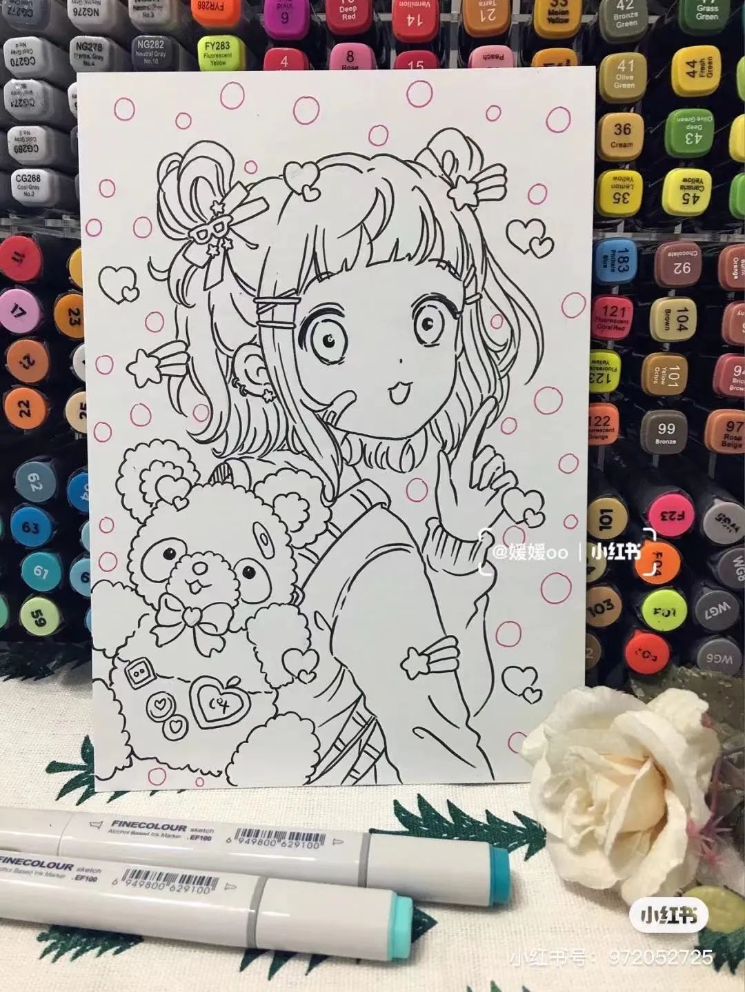 色彩缤纷的马克笔装饰画,60色的马克笔画简单的动漫画