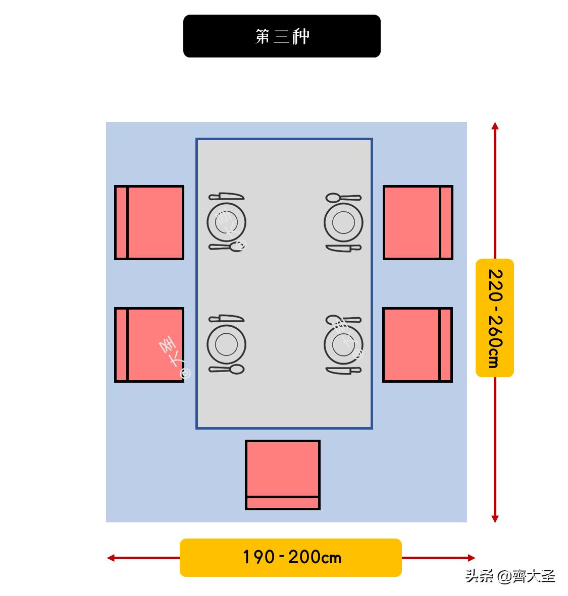 1米8餐桌摆放尺寸大小对照表,家用长方形餐桌8-10人尺寸