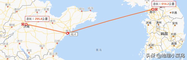 韩国跟山东哪个大,山东与韩国最近距离