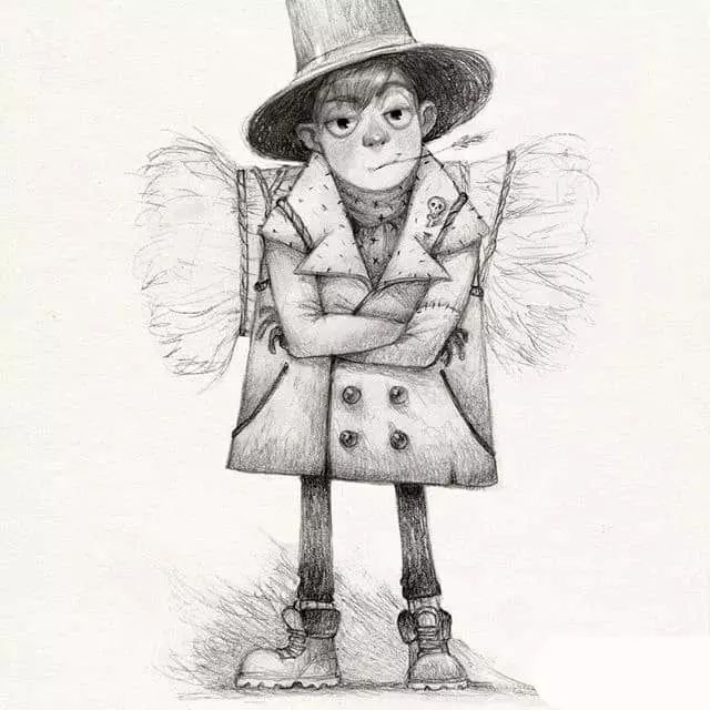 画动漫人物黑白插画素描,看似荒诞而有创意的素描插画