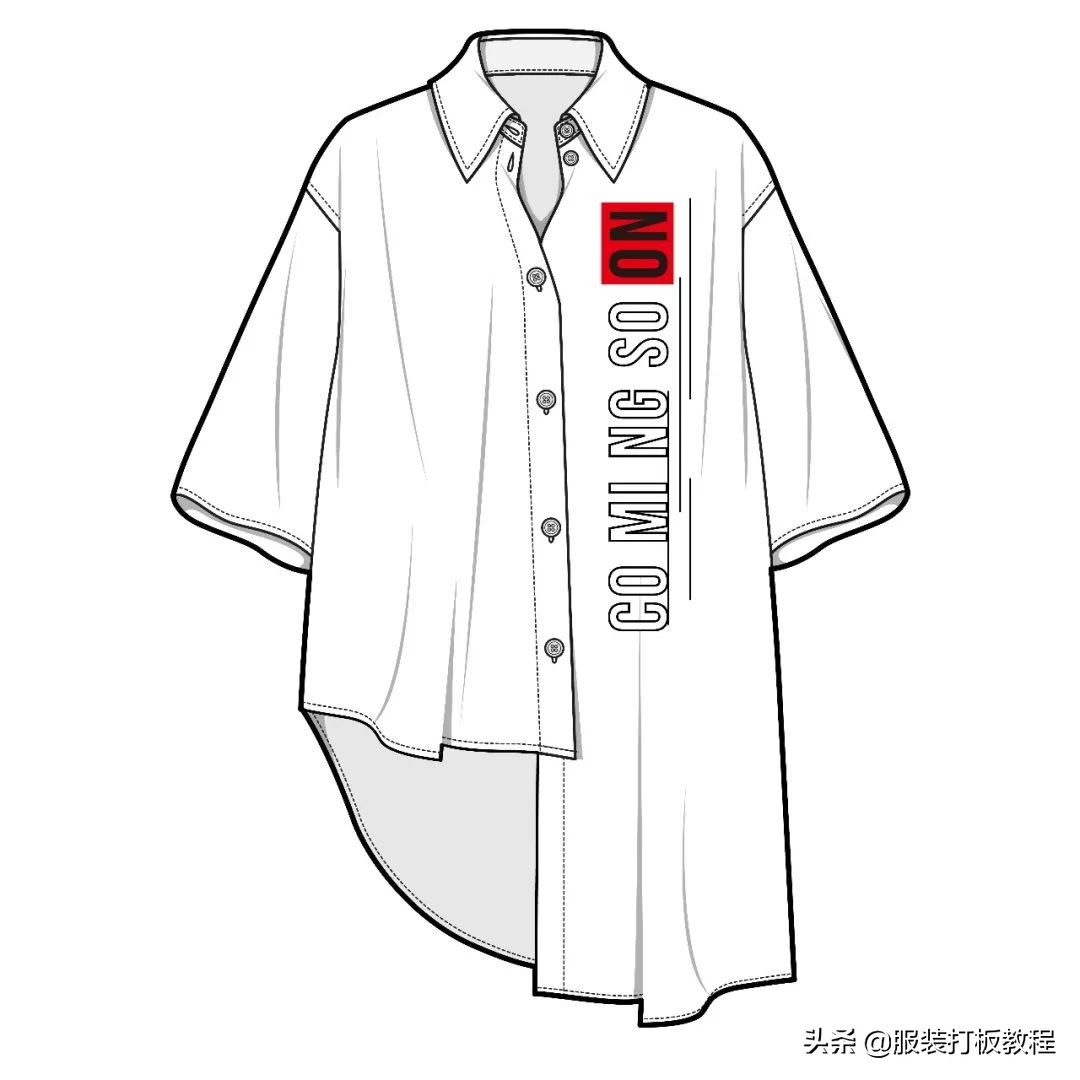 长袖衬衫裁剪教程来了,简单衬衫制版图