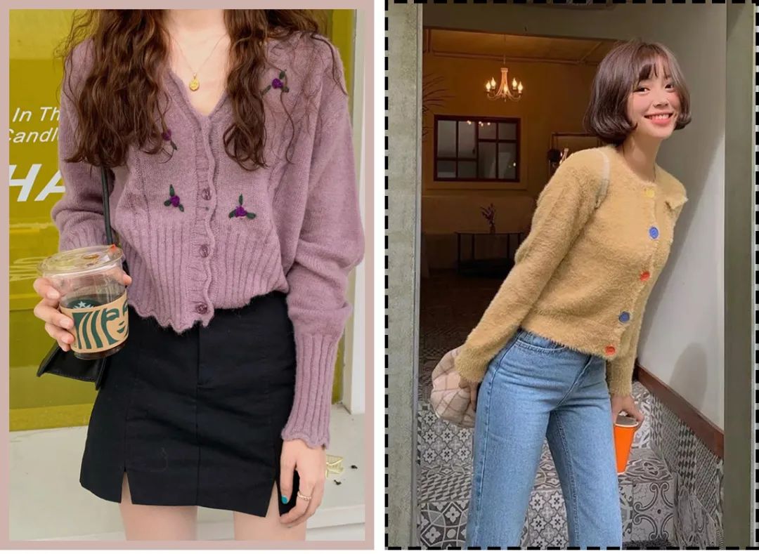 奶奶衫配半裙时髦保暖又有气质,2020早春穿奶奶衫超美