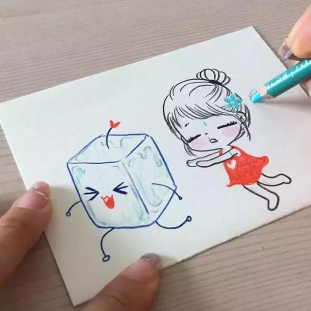 彩铅画古风人物简笔画,彩铅荷花简笔画几分钟就能学会